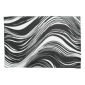 Housse D'oreillers Vague noire et blanche Abstraite (devant-gauche)
