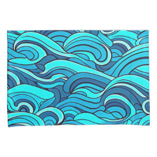 Housse D'oreillers Vagues d'eau de l'océan bleu turquoise abstrait