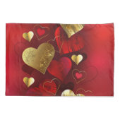 Housse D'oreillers Valentines dorées et rouges (Dos-gauche)
