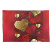 Housse D'oreillers Valentines dorées et rouges (Dos-Droit)