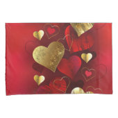 Housse D'oreillers Valentines dorées et rouges (devant-Droit)