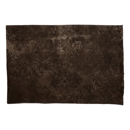 Housse D'oreillers Velvety Bronze Damask | Grunge baroque Brown (devant)