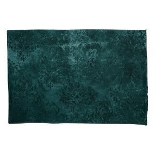 Housse D'oreillers Velvety Turquoise Damask Floral de Grunge Vert f