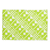 Housse D'oreillers Vérifié, Chèques - Vert et blanc de chaux (Dos-gauche)