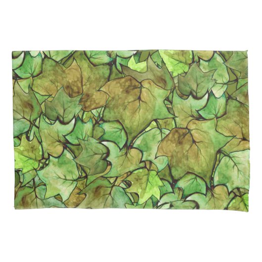 Housse D'oreillers Vert anglais Ivy Nature Motif d'aquarelle (devant)