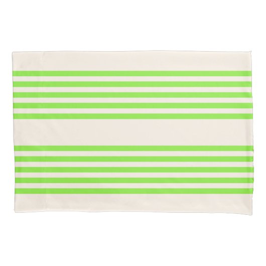 Housse D'oreillers Vert citron vert et beige cinq rayures motif (devant)