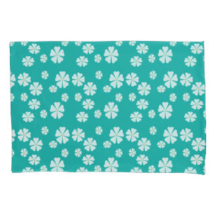 Housse D'oreillers Vert clair de mer avec fleurs blanches