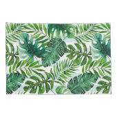 Housse D'oreillers Vert moderne Feuilles d'aquarelle tropicale (Dos-Droit)