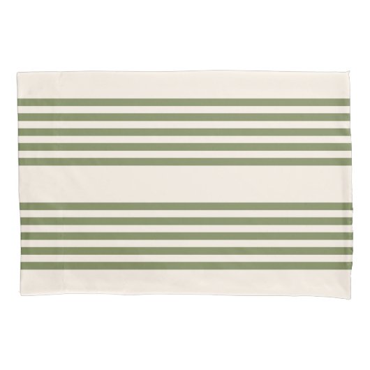 Housse D'oreillers Vert olive et beige cinq rayures motif (devant)