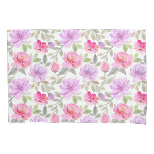Housse D'oreillers Vibe Printanier Frais : Dessin Floral Rose et Viol