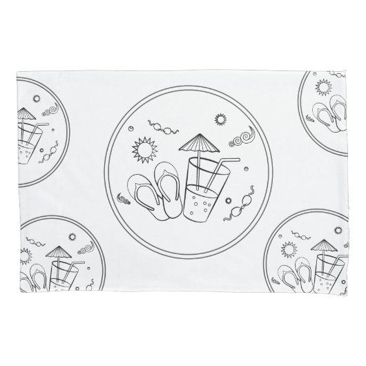 Housse D'oreillers Vibes d'été du soleil & vacances, Art esquissé (devant)