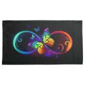 Housse D'oreillers Vibrant infinity with rainbow butterfly on black (devant-Droit)