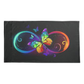 Housse D'oreillers Vibrant infinity with rainbow butterfly on black (Dos-gauche)