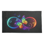 Housse D'oreillers Vibrant infinity with rainbow butterfly on black (Dos)