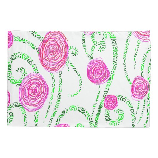 Housse D'oreillers Vignes vert et rose (Dos)