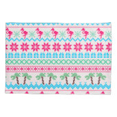 Housse D'oreillers Vilain pull de Noël Flamant rose Tropical (Dos)