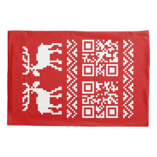Housse D'oreillers Vilain Sweater QR Code Bonne année! (Dos-gauche)