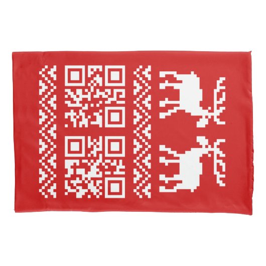 Housse D'oreillers Vilain Sweater QR Code Bonne année! (devant-gauche)