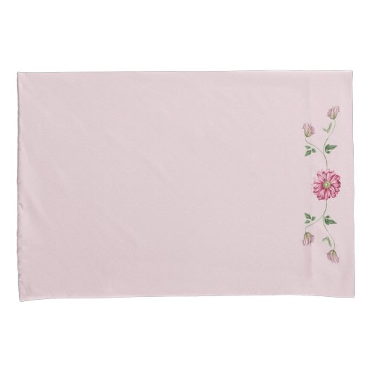 Housse D'oreillers Vin rose et violet Floral Pillowcase (devant-Droit)
