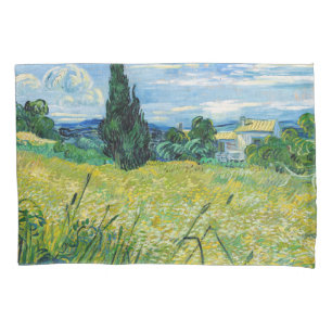 Housse D'oreillers Vincent van Gogh - Champ de blé vert avec cyprès