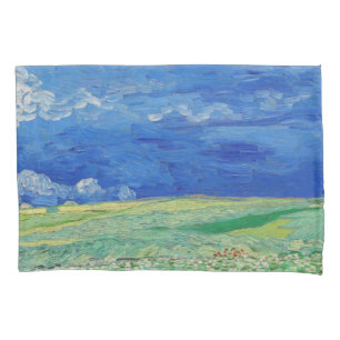 Housse D'oreillers Vincent van Gogh - Champs de blé sous des nuages o