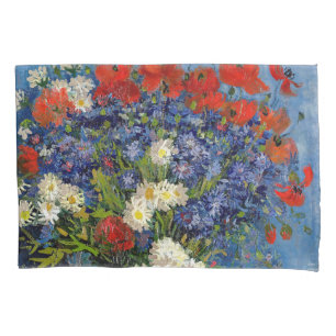 Housse D'oreillers Vincent van Gogh - Vase avec des Bleuets & Coqueli