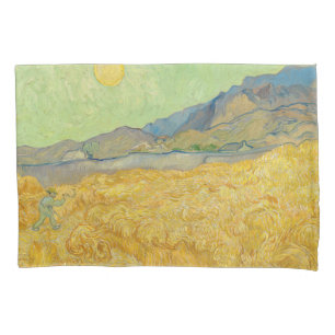 Housse D'oreillers Vincent van Gogh - Wheatfield avec une Faucheuse