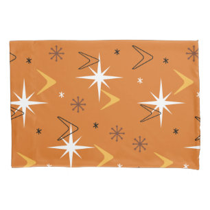 Housse D'oreillers Vintage 1950 Boomerangs Stars Orange