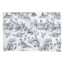 Vintage Blue Toile Decorative Pillow | French Coun