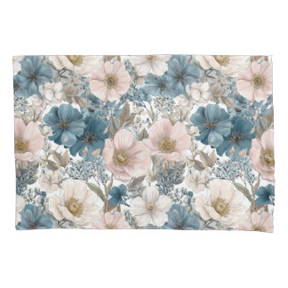 Housse D'oreillers Vintage Floral Watercolor Blue Pink