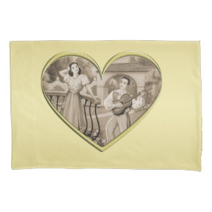 Housse D'oreillers Vintage Romance couple, homme et femme, or