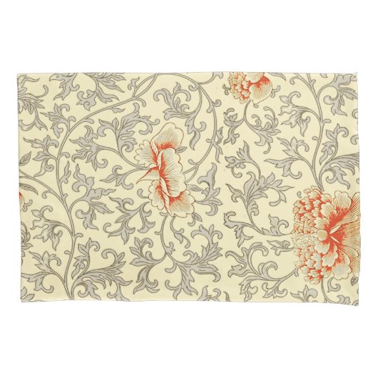 Housse D'oreillers Vintage rose gris botanique (devant)