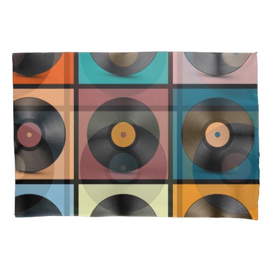 Housse D'oreillers Vinyl records : retro LP set. (devant)