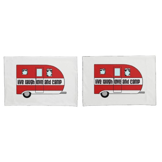 Housse D'oreillers "Vis, ris, aime et camp" (devant-Set)