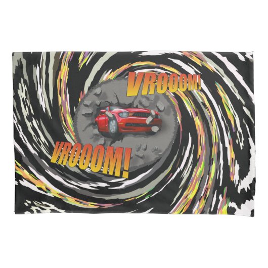 Housse D'oreillers Vitesse de voiture écrasant à travers le mur (devant)