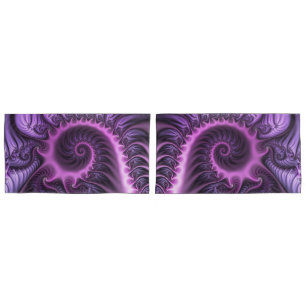 Housse D'oreillers Vivid Cool Abstrait rose violet Fractal Art Spiral