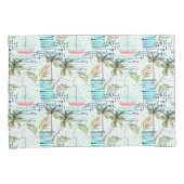 Housse D'oreillers Voilier d'aquarelle avec le motif de palmier (devant-Droit)