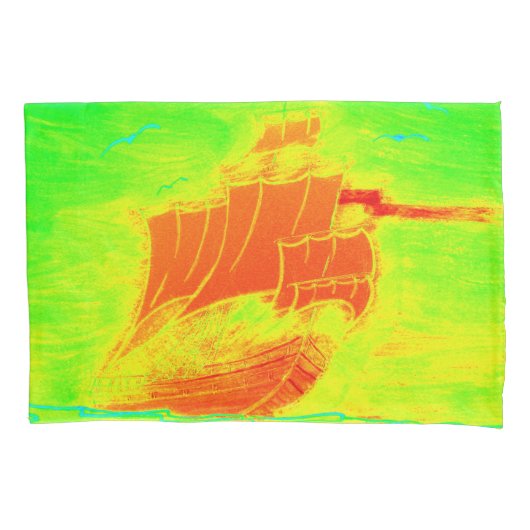 Housse D'oreillers voilier fluorescent (devant)