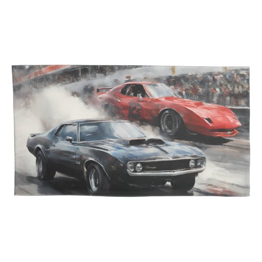 Housse D'oreillers Voitures Red & Black Muscle (Dos-Droit)