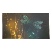 Housse D'oreillers Vol de libellule verte lumineuse (Dos)