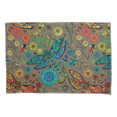 Housse D'oreillers Voler, libellule de mouche sur brun (devant-gauche)