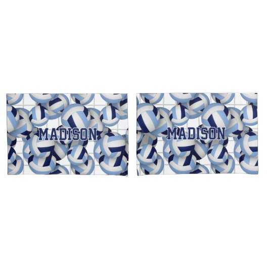 Housse D'oreillers Volleyballs motif w net bkgrd marine lt bleu (devant-Set)