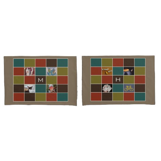 Housse D'oreillers VOS PHOTOS & MONOGRAMMES couvertures coussin perso (devant-Set)