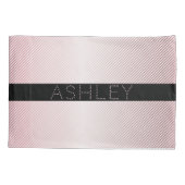 Housse D'oreillers Votre nom | Ombre Rose mince et bandes blanches (Dos-gauche)