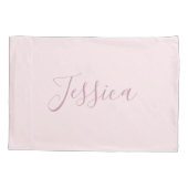 Housse D'oreillers Votre texte | Élégant Script & Soft Blush Rose (Dos)