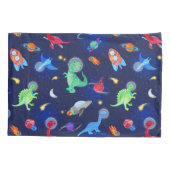 Housse D'oreillers Watercolor Dinosaur Astronauts In Space Blue (Dos)