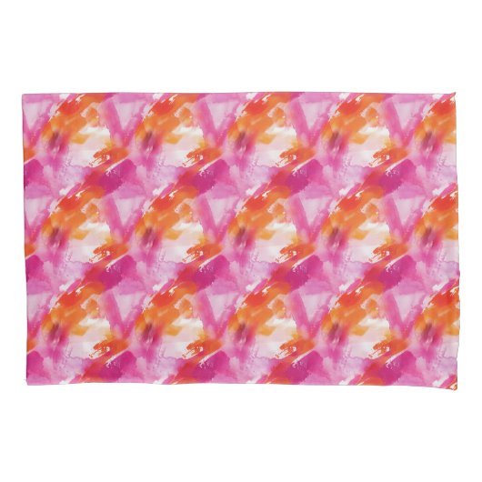 Housse D'oreillers Watercolor Pink Orange Abstract (devant)