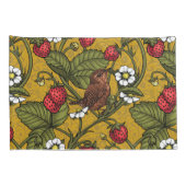 Housse D'oreillers Wens et fraises sur mustrard (Dos-Droit)