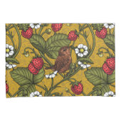Housse D'oreillers Wens et fraises sur mustrard (devant-Droit)