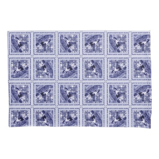Housse D'oreillers Western Denim Blue Delft Tile  (devant)